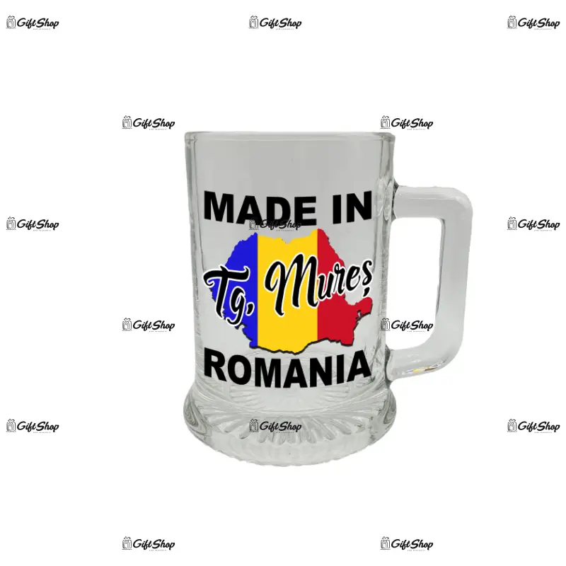 Made in tg. mures romania, halba cu mesaj